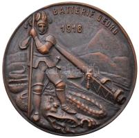 Osztrák-Magyar Monarchia 1916. "Szent György Üteg" tombak sapkajelvény (42mm) T:2 R! Austrian-Hungarian Monarchy 1916. "Batterie Georg" tombac cap badge (42mm) C:XF R!