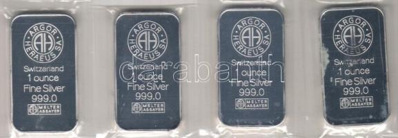 Svájc 4 klf Ag Barren-Plakett (4x 1oz/31,1035g) összesen 124,41g T:PP díszcsomagolásban