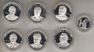 Németország 1991. "Német kancellárok" 7 klf Ag emlékérem összesen 128,5g T:PP hozzávaló dekoratív kazettában, tanúsítvánnyal