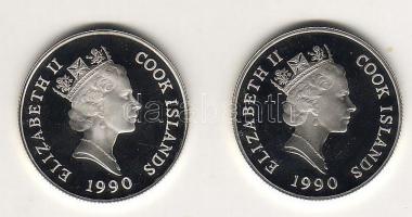 Cook szigetek 1990. 10$ Ag (2x) "Elefánt" T:PP Díszdobozban
