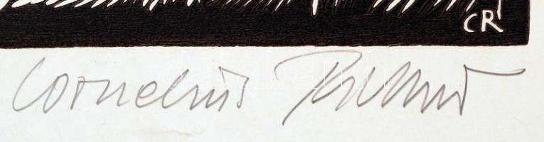 Cornelius Richter (1944-): Talicska. Fametszet, papír, jelzett, 15×20 cm