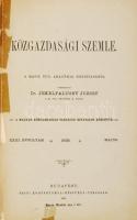 1899 Közgazdasági Szemle. XXIII. évf. Szerk.: Jekelfalussy József. Bp., 1899, Pesti Könyvnyomda Rt. Szakadozott, utólagos félvászon kötésben, egyébként jó állapotban.