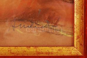 Andráskó István (1930-2013): Fekvő akt. Pasztell, papír, jelzett, üvegezett keretben, 28×36 cm