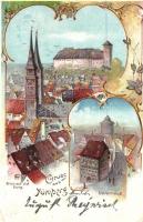 1899 Nürnberg, Dürerhaus, Burg / castle, Art Nouveau, litho (Rb)