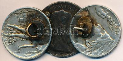 Vegyes: 1893. 1K Ag "Ferenc József" + Olaszország 1913R-19?? 20c Ni (2x) kitűzőként összef...