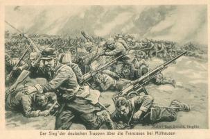 Der Weltkrieg. Der Sieg der deutschen Truppen über die Franzosen bei Mülhausen / WWI battle scene, German military s: Curt Schulz