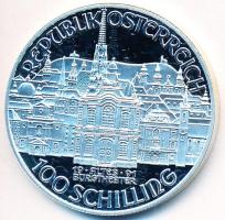 Ausztria 1991. 100Sch Ag "Mozart halálának 200. évfordulója" tanúsítvánnyal eredeti bársony és papír dísztokban T:PP Austria 1991. 100 Schilling Ag "200th Anniversary - Death of Mozart" with certificate in original velvet and paper cases C:PP