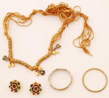 Bizsu tétel, 4 db: 2 db karperec, 1 db nyaklánc, 1 pár klipsz