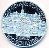 Ausztria 1991. 100Sch Ag "Mozart halálának 200. évfordulója" tanúsítvánnyal eredeti bársony és papír dísztokban T:PP Austria 1991. 100 Schilling Ag "200th Anniversary - Death of Mozart" with certificate in original velvet and paper cases C:PP