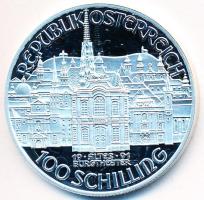 Ausztria 1991. 100Sch Ag "Mozart halálának 200. évfordulója" tanúsítvánnyal eredeti bársony és papír dísztokban T:PP Austria 1991. 100 Schilling Ag "200th Anniversary - Death of Mozart" with certificate in original velvet and paper cases C:PP