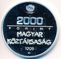 1998. 2000Ft Ag "UNICEF - A világ gyermekei" dísztokban tanúsítvánnyal T:PP