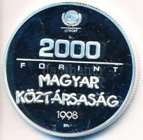 1998. 2000Ft Ag "UNICEF - A világ gyermekei" dísztokban tanúsítvánnyal T:PP