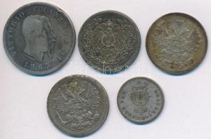 Ezüst pénz tétel: Svédország 1899. 10ö Ag + Olaszország 1865 1L Ag + Oroszország 1905,1907 15K Ag (2...