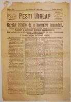 1919 március 22. Pesti Hirlap lapszáma a Károlyi-kormány lemondásával (sérült)