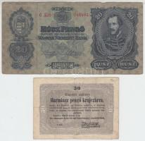 1849. 30Kr "Kossuth bankó" + 1930. 20P T:III,III-