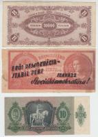 1936. 10P "*B" + 1946. 10.000.000BP + 1946. Bankjegyszerű 1.000.000.000P-s röpcédula kétol...