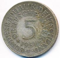 NSZK 1951F 5M Ag T:2,2- kis ph. GFR 1951F 5 Mark Ag C:XF,VF small edge error Krause KM112.1