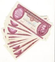 1992. 100Ft (10x) közte papírráncos darabok T:I,I-,II