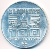 Ausztria 1976. 100Sch Ag "Innsbruck - XII. Téli olimpia / Épületek és olimpiai logó" T:1-,2 Austria 1976. 100 Schilling Ag "Winter Olympics Innsbruck / Buildings and Olympic logo" C:AU,XF