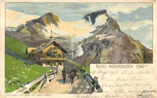 Mooserboden hotel, litho s: Hegenbart (wet damage)
