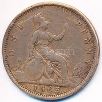 Nagy-Britannia 1863. 1p Br "Viktória" T:3 Great Britain 1863. 1 Penny Br "Victoria" C:F