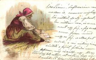 Cigányéletből, kártyavetés / Gypsy folklore, cartomancy, litho (small tear)
