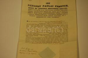 1848 Nádasdy Paulay Ferenc kalocsai érsek falhatalmazása tanúmeghallgatásra
