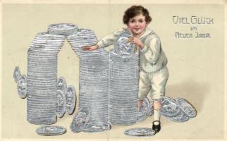 New Year, coins, Emb. litho (Rb)