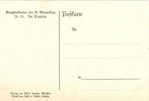 Kriegspostkarten von B. Wennerberg Nr. 20. Am Flugplatz / German WWI propaganda s: Wennerberg