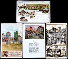 Német Birodalom 118 db régi képeslap lithokkal, jobbakkal, sok színessel