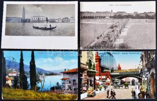 170 db vegyes régi külföldi városképes lap, érdekes anyag