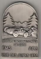 Svájc 1953. "Autóverseny" dekoratív fehérfém plakett T:1