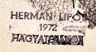 Herman Lipót (1884-1972): Tanácskozás. Ceruza, papír, hagyatéki pecséttel, paszpartuban, 15×21 cm