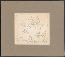 Szász Endre (1927-2003): Tavaszi szél. Tus, papír, jelzés nélkül, 10×11 cm