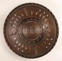 2 db hortobágyi népi mintás fazekas fali tányér, hibátlan, jelzett, d: 31 cm