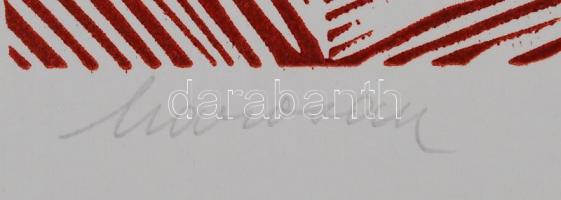 Marosán Gyula (1915-2003): Jelek. Linómetszet 50/8, papír, jelzett, paszpartuban, 22×30 cm