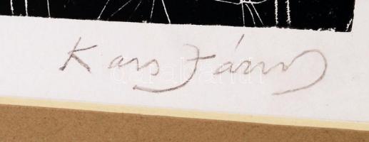 Kass János (1927-2010): Ószövetségi sorozat egy darabja. Magasnyomású rézkarc, papír, jelzett, paszp...