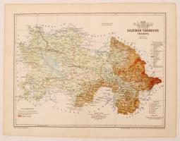 cca 1900 Posner Károly: Szatmár vármegye térképe / County map 24x30 cm
