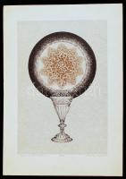 Ábrahám Rafael (1929- ): Kehely. Szita  11/25, papír, jelzett, 38×25 cm
