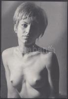 cca 1970 Csábos mellkép, finoman erotikus fénykép, 17x12 cm / cca 1970 Erotic photo, 9x14 cm