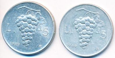 Olaszország 1949-1950. 5L Al (2x) T:2,2- Italy 1949-1950. 5 Lire Al (2x) C:XF,VF