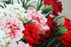 Losonczi jelzéssel: Virágcsendélet. Olaj, vászon, sérült keretben, 85×68 cm