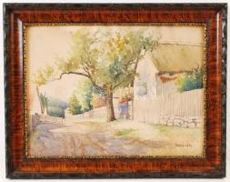 Bereczk jelzéssel: Utca részlet. Akvarell, papír, üvegezett keretben, 30×40 cm