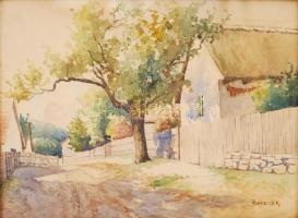 Bereczk jelzéssel: Utca részlet. Akvarell, papír, üvegezett keretben, 30×40 cm