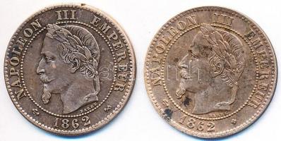 Franciaország 1862K,BB 2c Br "III. Napóleon" (2x) T:2-
France 1862K,BB 2 Centimes Br &quot...