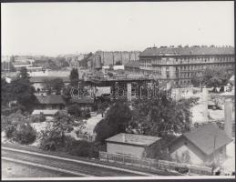 cca 1970-1980 Budapest, várostörténeti lelet, a Hungária körúti felüljáró építése, 6 db fotó, 18x24 ...
