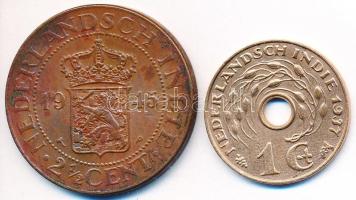 Holland Kelet-India 1937. 1c + 1945P 2 1/2c T:2 Netherlands East Indies 1937. 1 Cent + 1945P 2 1/2 Cents C:XF