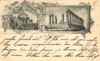 1898 Agrigento, Girgenti; Tempio di Giunone e Lucina / temple floral Art Nouveau (EK)