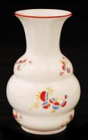 Virágmintás Zsolnay porcelán váza, kézzel festett, jelzett, apró kopásnyomokkal, m: 14 cm