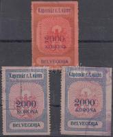 1924 Kaposvári városi illetékbélyeg 2000K 3 db